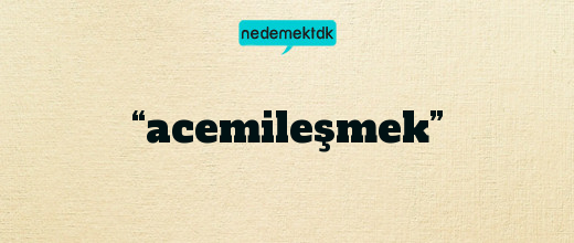 “acemileşmek”