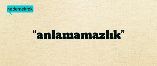 “anlamamazlık”