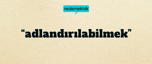 “adlandırılabilmek”