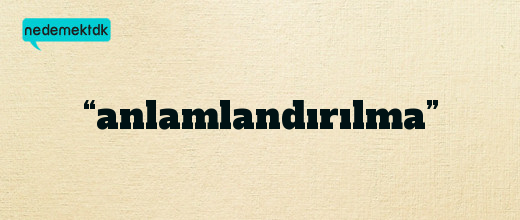 “anlamlandırılma”