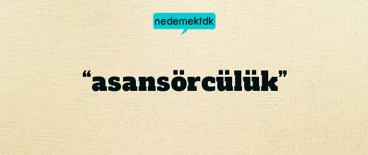 “asansörcülük”