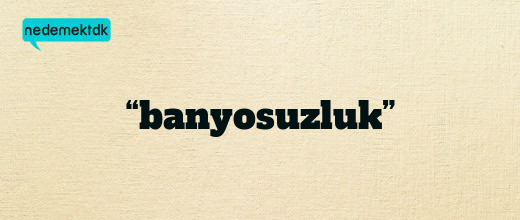 “banyosuzluk”