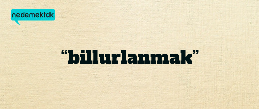 “billurlanmak”