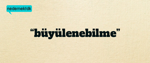 “büyülenebilme”