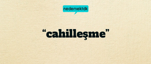 “cahilleşme”