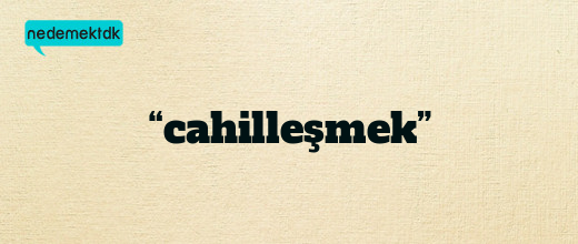 “cahilleşmek”