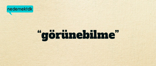 “görünebilme”