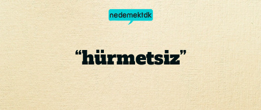 “hürmetsiz”