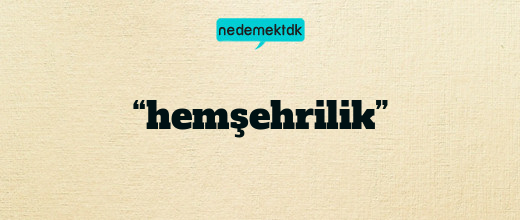 “hemşehrilik”