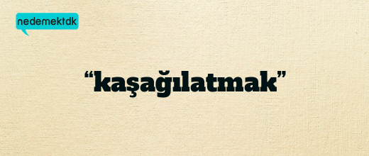 “kaşağılatmak”