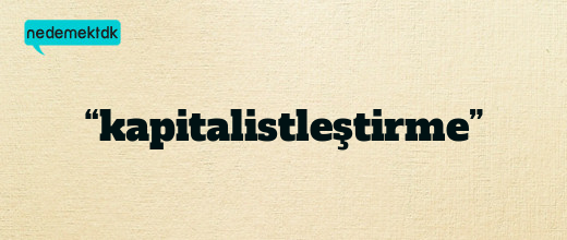 “kapitalistleştirme”