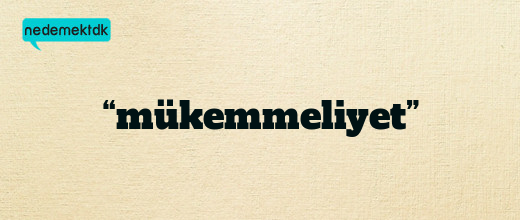 “mükemmeliyet”