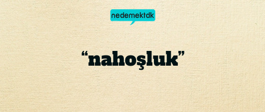 “nahoşluk”
