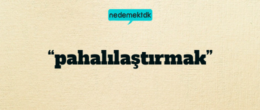 “pahalılaştırmak”