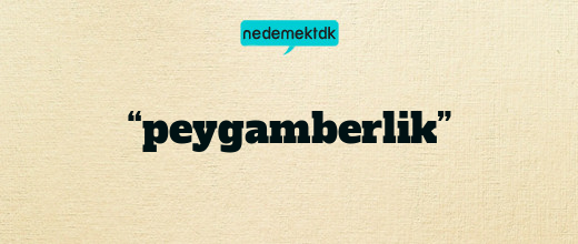 “peygamberlik”